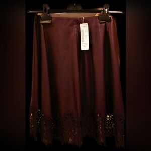 NWT Patrizia Pepe Burgundy Pleather Skirt